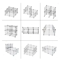 PawHut Pet Playpen DIY Small Animal Cage Enclosure Metal Wire Fence 39 Panels with 3 Doors 2 Ramps for Kitten Bunny Chinchilla Pet Mink Black(m-7)