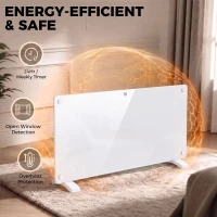 HOMCOM Smart Panel Heater Wall Mounted Freestanding, Electric Heater with Weekly Timer, Open Window & Anti-Frost, 2000W, White(m-6)