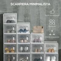 HOMCOM Mobile Scarpiera Rettangolare in Plastica PP, 18 Box 25x35x19 cm per Scarpe max 43 EU, Vestiti e Libri(m-4)