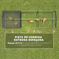 PawHut Galinheiro para Exterior Grande 3x1x1 m Galinheiro Metálico com Cobertura em Tecido Oxford Anti-UV e Impermeável Preto(m-4)