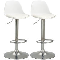 HOMCOM Set van 2 barkrukken, draaibare barstoelen met rugleuning, in hoogte verstelbaar, belastbaar tot 120 kg, 41 x 42 x 82-104 cm, wit