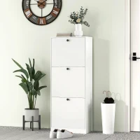 HOMCOM Schoenenkast, 3 Lades, voor tot 12 Paar Schoenen, Spaanplaat, Wit(m-8)