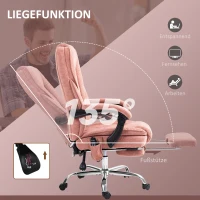 Vinsetto Ergonomische Bureaustoel met Massagefunctie, Voetensteun, Draaibaar, Rolbaar, Roze(m-6)