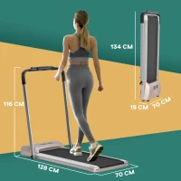 HOMCOM Elektrisches Laufband mit LCD Display, Faltbares Fitnessgerät, 1-10 Km/h, Stahl, Schwarz+ Grau+Champagner, 70 x 128 x 116 cm(m-3)