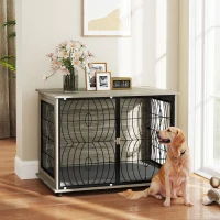 PawHut Hondenbox, Hondenkist, Afsluitbare Verblijfsbox voor Grote Honden, Grijs(m-2)
