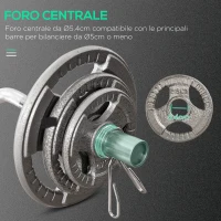 HOMCOM Set di 6 Dischi Pesi per Bilanciere e Manubri 2.5-35KG, Dischi palestra in Acciaio con Foro 50 cm, Ideali per Bilancieri Olimpionici, Argento(m-4)