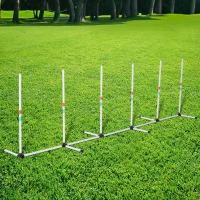 PawHut Agility sport pour chien lot de 6 slaloms professionnels d'agilité avec sac de transport plastique blanc(m-10)
