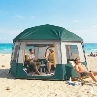 Outsunny Campingzelt für 4-6 Personen stabil 3000mm wasserdicht Familienzelt mit abnehmbarem oberen Abdeckung UV30+ Schutz Grün(m-9)