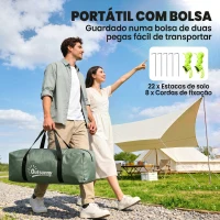 Outsunny Tenda de Campismo para 3-4 Pessoas Impermeável PU2000 mm com Proteção UV30+ Janelas e Bolsa de Transporte 475x264x172 cm Verde(m-7)