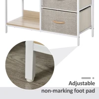 HOMCOM Chest of Drawers Storage  Dresser Cabinet Organizer with 3 Fabric Drawers and 2 Display Shelves for Living Room, Bedroom, Hallway, Beige(m-6)