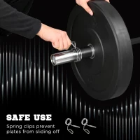 SPORTNOW 210cm Olympic Barbell Bar for 5cm Weight Plates, with Spring Clips, 19kg(m-6)