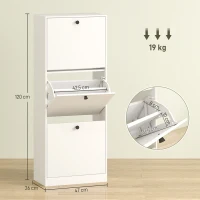 HOMCOM Schoenenkast, 3 Lades, voor tot 12 Paar Schoenen, Spaanplaat, Wit(m-3)