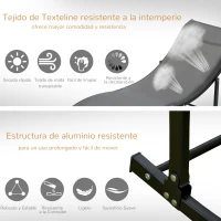 Outsunny Conjunto 2 Espreguiçadeiras Ergonômicas Dobráveis em Forma de S com Estrutura de Alumínio Textilene para Piscina Pátio Jardim e Varanda 165x61x63cm Cinza(m-17)