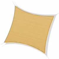 Outsunny Toldo Vela Cuadrado 3x3 m Vela de Sombra para Jardín Patio Terraza HDPE Anti UV y Transpirable Color Arena(m-12)