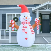 HOMCOM 8ft Christmas Inflatable Snowman with Candy, Rotating Lighted for Home Indoor Outdoor Garden Lawn Decoration Party Prop(m-10)