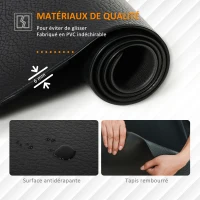 HOMCOM Vélo d'appartement pliable 8 niveaux de résistance magnétique dossier selle réglable écran LCD capteur fréquence cardiaque + Tapis de protection sport enroulable revêtement antidérapant PVC(m-5)