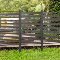 Outsunny Garden Fence with 2 Standing Ways for Hard & Soft Ground, Decorative Outdoor Divider, Animal Barrier Fence, Brown(m-8)