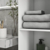 kleankin Meuble colonne de salle de bain 2 placards avec étagères réglables + 2 niches 30 x 30 x 181,5 cm blanc(m-9)