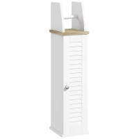 kleankin Portarollos para Baño Moderno Mueble Auxiliar de Baño con Estantes Ajustables y Portarrollos de Papel 18x20x80 cm Blanco(m-1)