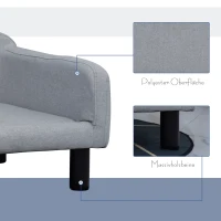 PawHut Hundesofa aus Samt mit Rückenlehne Hundebett Holzbeine für mittle Hunde 82 x 54 x 36 cm Hellgrau(m-5)