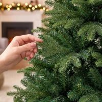 HOMCOM 150cm Artificial Christmas Tree Full Hinged Xmas Tree Solid Pine Wood Stand, Green(m-11)
