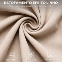 HOMCOM Cadeirão Reclinável Manual até 135° Estofado em Tecido Tipo Linho com Apoio para Pés, Molas Ensacadas Encosto Alto, Bege(m-6)