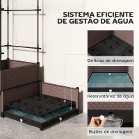 Outsunny Floreira com Grade Metálica para Plantas Trepadeiras 2 Caixas de PP com Orifícios de Drenagem 100x50x174 cm Preto(m-6)
