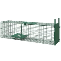 Outsunny Gabbia Trappola per Animali Piccoli con Una Porta e Maniglia, 100x25x28cm cm, Verde Scuro(m-11)