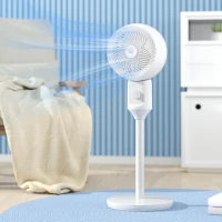 HOMCOM 32" Pedestal Fan, 70° Oscillating 90° Vertical Tilt Air Circulator with 3 Speeds, Standing Fan for Home Office, Bedroom, White(m-2)