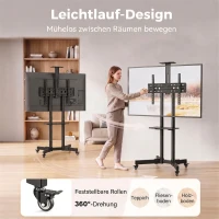 HOMCOM Mobiele tv-standaard op wielen voor 32-75 inch, kantelbaar en in hoogte verstelbaar, met vergrendelbare wielen, zwart(m-6)