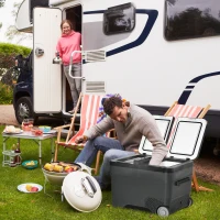 Outsunny Frigo Portatile Elettrico 35L da 12 Volt con Maniglia e Schermo LCD, 63.2x42x42.8 cm, Grigio(m-10)