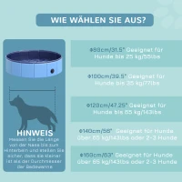 PawHut Hundebadewanne faltbar Hundepool Schwimmbecken Swimmingpool Plantschbecken Badewanne für Hunde & Katzen Wasserbecken aus Kunststoff, Holz Ø80 x H20 cm Blau(m-8)