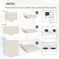 Outsunny Replacement Cushion Covers for Garden Sofa Set, Garden Rattan Sofa Cushion Polyester Cover Replacement Outdoor - No Cushion Included, Cream(m-3)