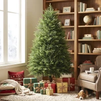HOMCOM 5ft Artificial Christmas Tree, Hinged Xmas Tree with Realistic 513 PE & PVC Branch Tips, Fir Wood Base, Green(m-14)