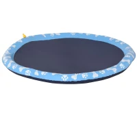 PawHut hondenbad, peuterbad, met watersproeier, rond, antislip, blauw, Ø150 cm(m-10)