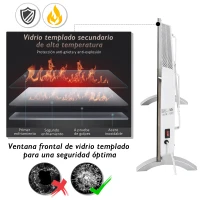 HOMCOM Radiador eléctrico Calefactor de vidrio Convector de Pared/Pie con Pantalla Táctil Temporizador y Control Remoto 2 Nivels Calor 1000/2000W(m-6)