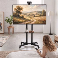 HOMCOM Mobiele tv-standaard op wielen voor 32-75 inch, kantelbaar en in hoogte verstelbaar, met vergrendelbare wielen, zwart(m-9)