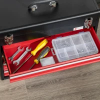 DURHAND gereedschapskist Gereedschapskist zonder gereedschap met 4 lades en slot, 51 x 22 x 39,5 cm, zwart+rood(m-7)