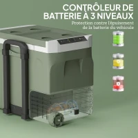 Outsunny Glacière électrique portable 40 L réfrigérateur de voiture portable modes ECO/MAX poignée télescopique 61x39x49,5cm gris(m-6)