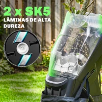 Outsunny Trituradora de Ramos Elétrica 2500W com 2 Lâminas Reversíveis até Ø44 mm Saco de 45L e Rodas 44x34x96 cm Verde(m-6)