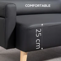 HOMCOM Small Faux Leather 2 Seater Sofa Settee - Black(m-4)