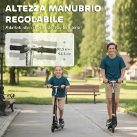 HOMCOM Monopattino Elettrico per Bambini Pieghevole da 120W, Velocità Max 12km/h, 74x36x69-91 cm, Nero(m-8)