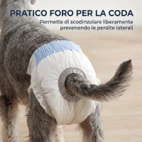 PawHut Pannolini per Cani Femmina, 48 pezzi, Taglia M con Fascia Elastica Regolabile, 48x35x1 cm, Bianco(m-22)