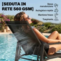 Outsunny Sdraio Reclinabile 5 Posizioni, Poggiapiedi Retrattile, Ideale Per Giardino(m-6)