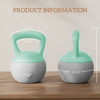 SPORTNOW Kettlebell de 12 kg Pesa Russa Preenchida de Areia Metálica e Alça Antiderrapante para Treino em Casa Ginásio Ø21x30 cm Cinzento(m-3)