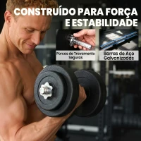 HOMCOM Conjunto de Halteres Ajustáveis Conjunto de Pesos 8x5kg 4x1,5kg e 2 Barras Total 50 kg  Preto(m-5)