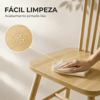 HOMCOM Conjunto de 2 Cadeiras de Sala de Jantar em Madeira Design Windsor Encosto Curvo Assento Largo Natural(m-6)