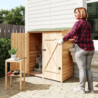 Outsunny houten tuinkast met tuintafel – 140 x 75 x 157 cm(m-8)