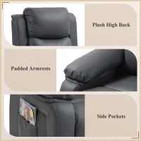 HOMCOM Riser and Recliner Chair with Vibration Massage, PU Leather Power Lift Chair for Elderly, Dark Grey(m-8)