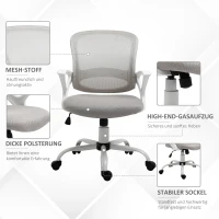 Vinsetto Bureaustoel, Schrijfstafstoel met Wielen, Ergonomisch, In Hoogte Verstelbaar, Grijs(m-8)